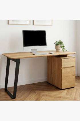 Massiver Eichenschreibtisch 140x65 cm mit Schrank und